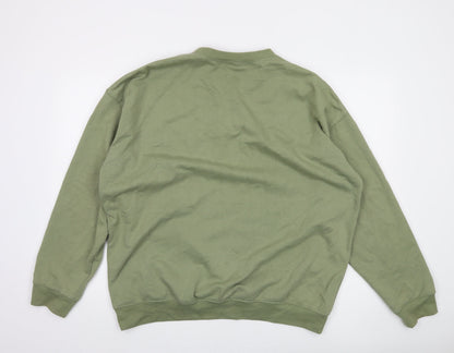 PrettyLittleThing Men Green Logo Pullover Sweatshirt L Regular