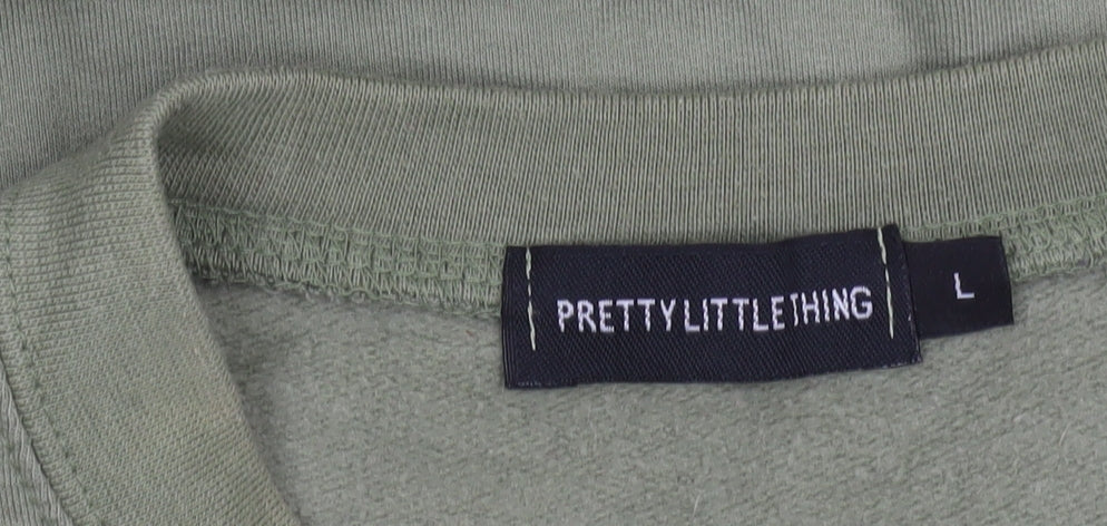 PrettyLittleThing Men Green Logo Pullover Sweatshirt L Regular