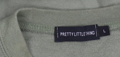 PrettyLittleThing Men Green Logo Pullover Sweatshirt L Regular