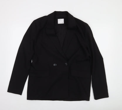 Bershka Womens Black Double-Breasted Blazer Jacket Size 12