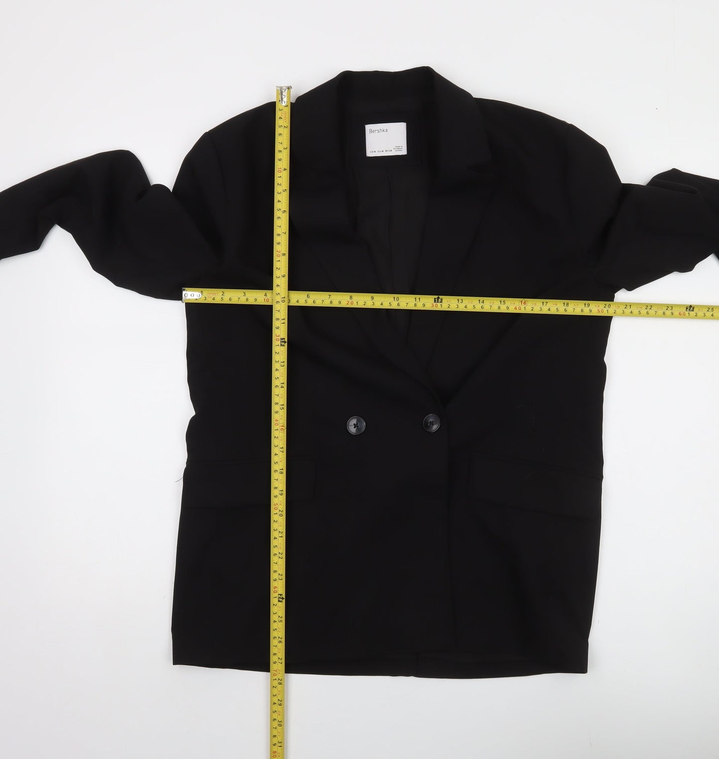 Bershka Womens Black Double-Breasted Blazer Jacket Size 12