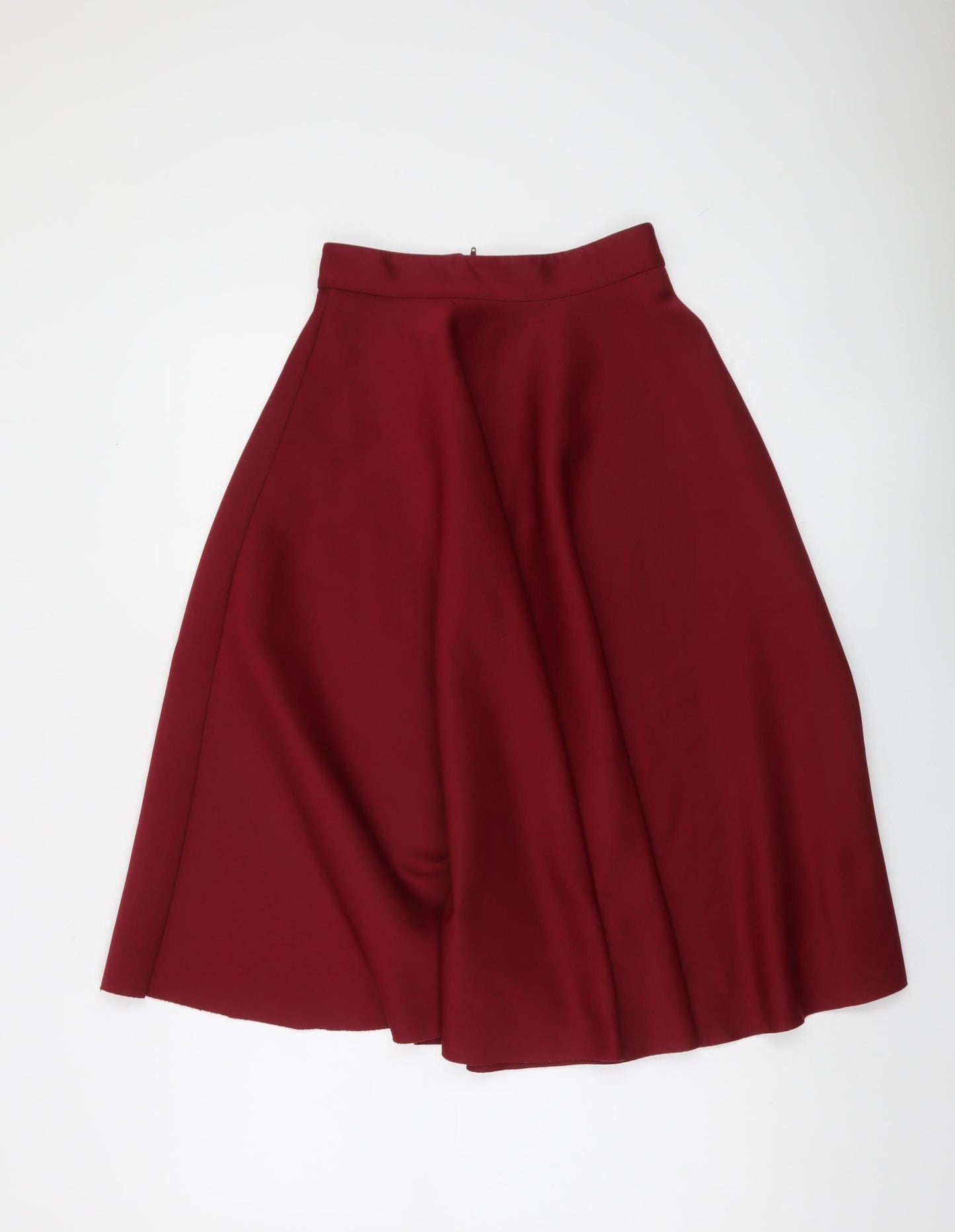ASOS Women's Red A-Line Midi Skirt Size 4 High Waist Stretch