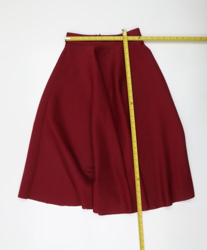 ASOS Women's Red A-Line Midi Skirt Size 4 High Waist Stretch