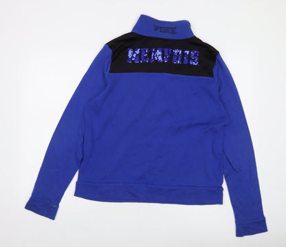 Victoria’s Secret PINK Women’s Blue 1/2 Zip Sequin Memphis Sweatshirt Size L