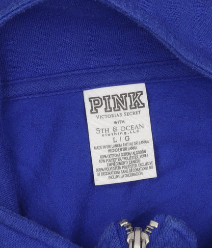 Victoria’s Secret PINK Women’s Blue 1/2 Zip Sequin Memphis Sweatshirt Size L