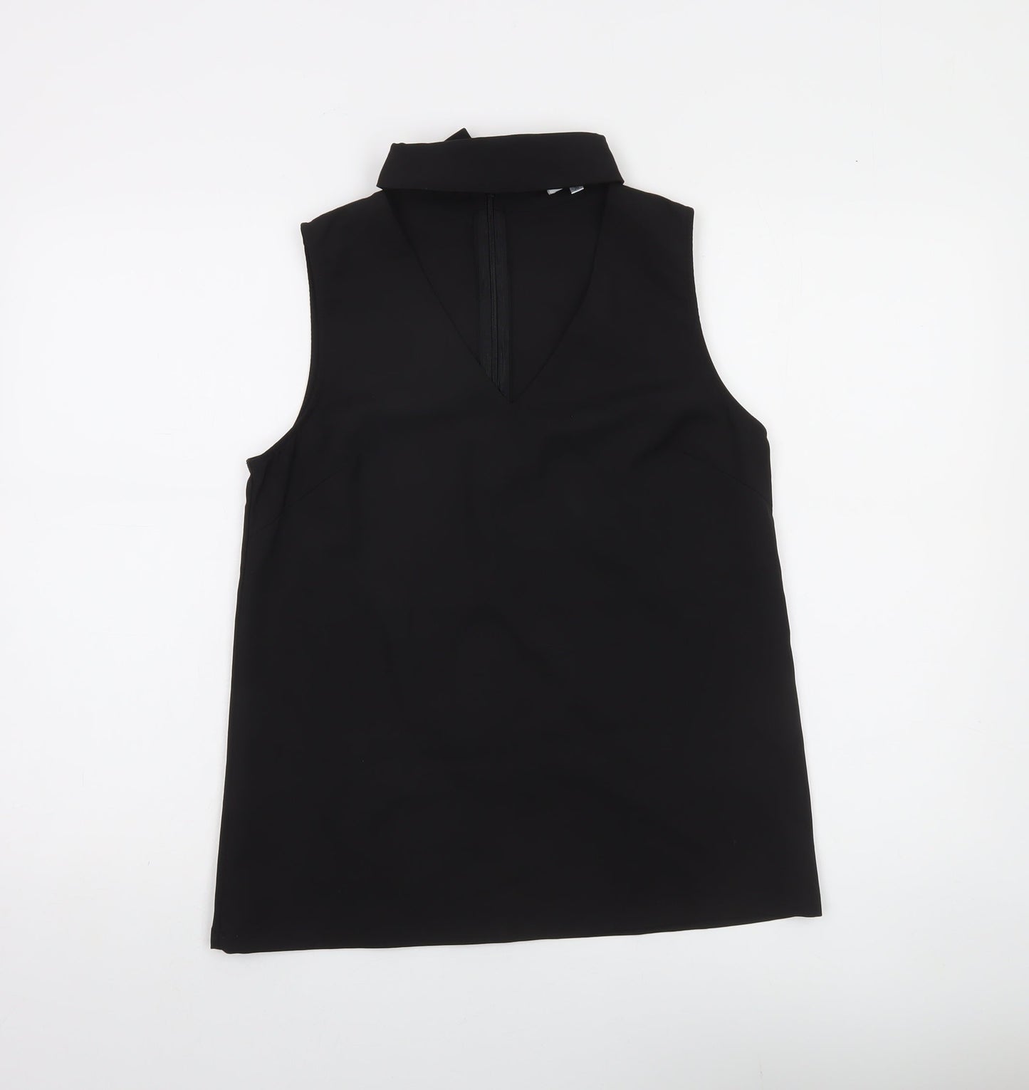 Lulu Love Women's Black Sleeveless V-Neck Polyester Blouse M