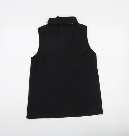 Lulu Love Women's Black Sleeveless V-Neck Polyester Blouse M