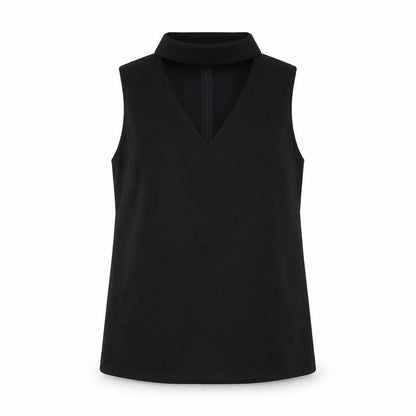 Lulu Love Women's Black Sleeveless V-Neck Polyester Blouse M