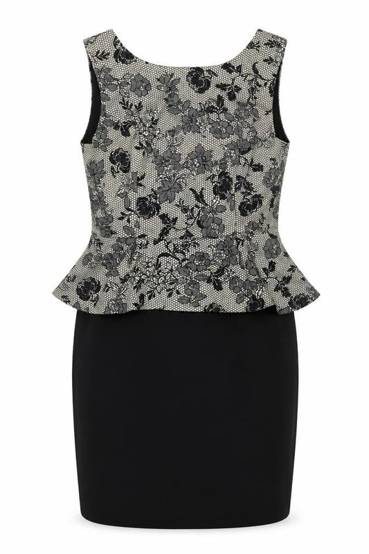 Billie & Blossom Women Black Floral Peplum Knee Length Dress Size 14