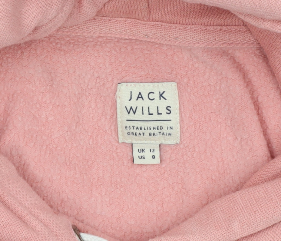 Womens UK Size 12 Jack Wills Pink Pullover Hoodie