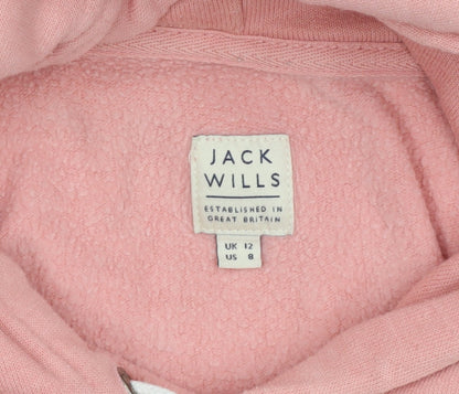 Womens UK Size 12 Jack Wills Pink Pullover Hoodie