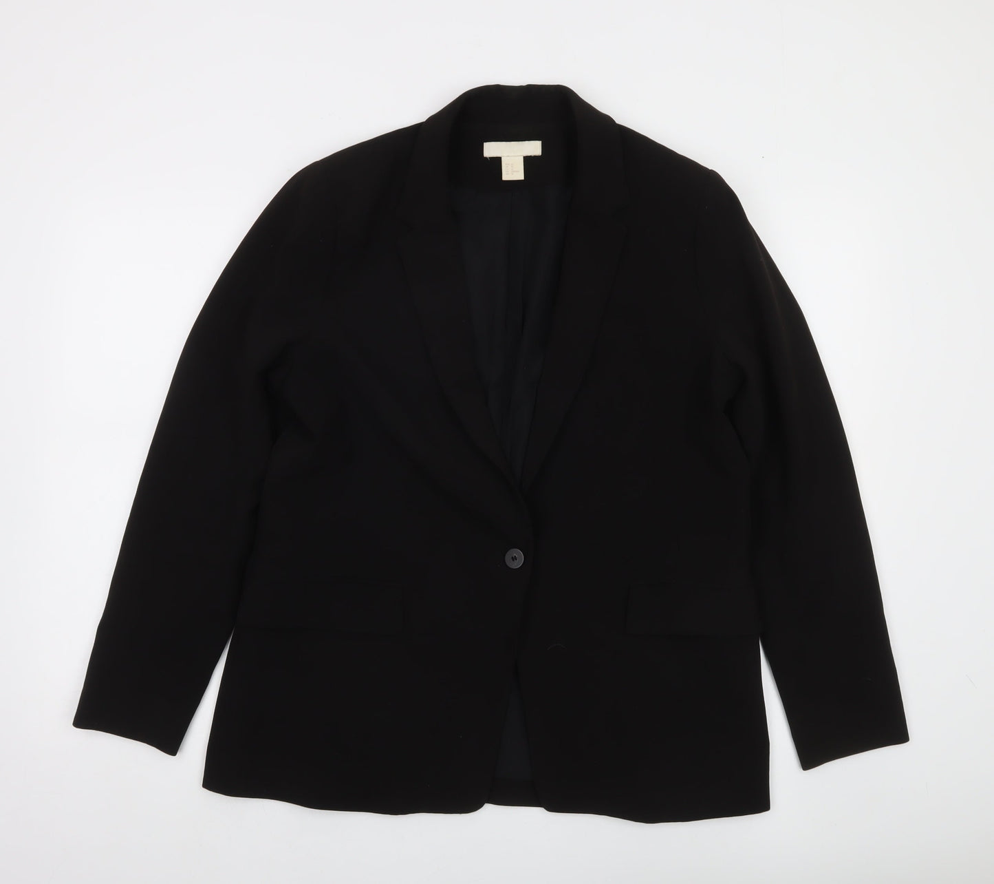H&M Women Black Size 14 Single-Breasted Blazer Jacket