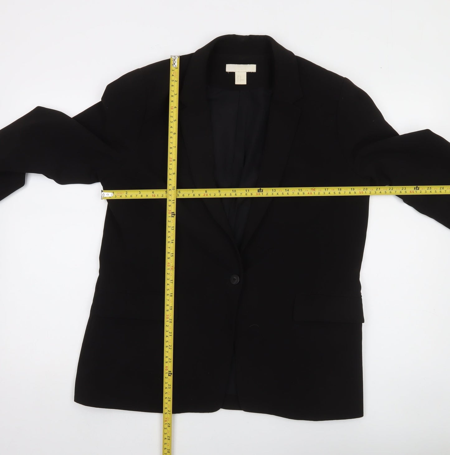 H&M Women Black Size 14 Single-Breasted Blazer Jacket