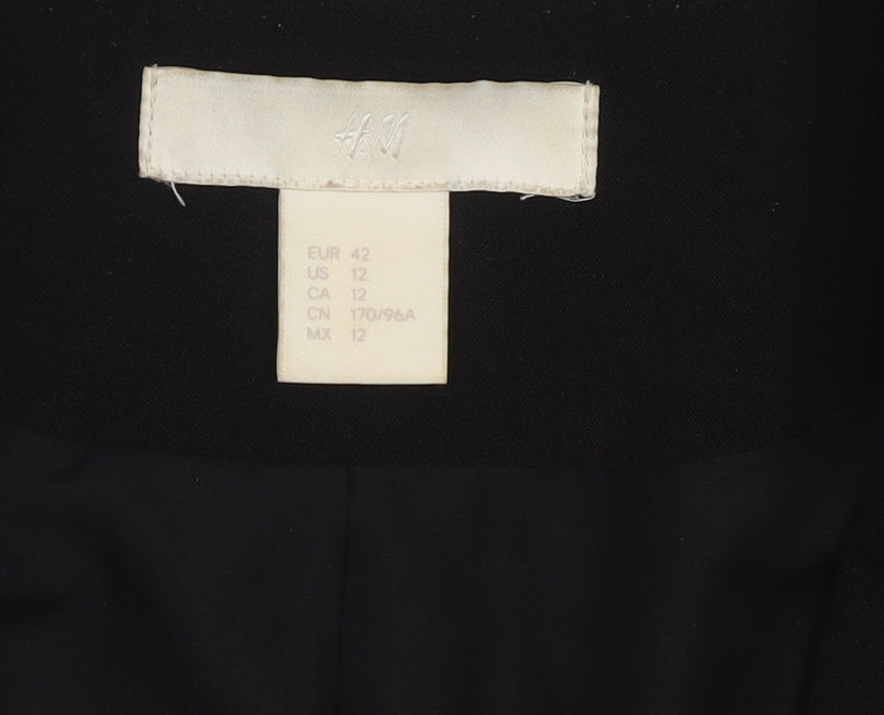 H&M Women Black Size 14 Single-Breasted Blazer Jacket