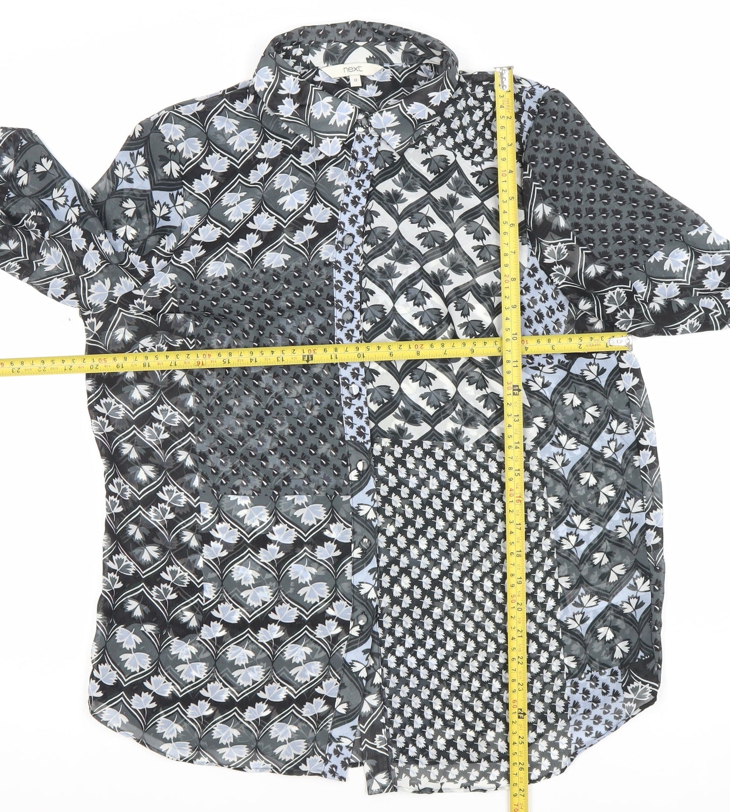 Next Women’s Black Floral Patchwork Long Sleeve Blouse Size 12