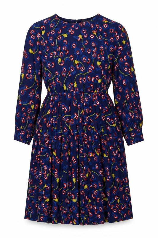 Savida Women Blue Floral A-Line Knee Length Dress Size 14