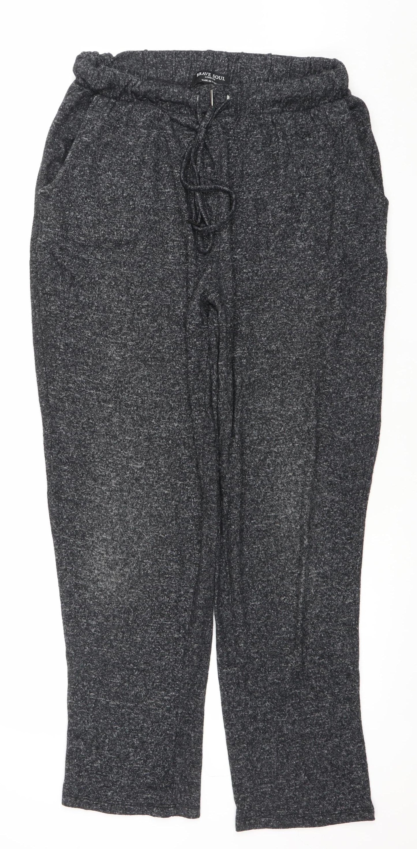 Brave Soul Women's Grey Knit Jogger Trousers Size M
