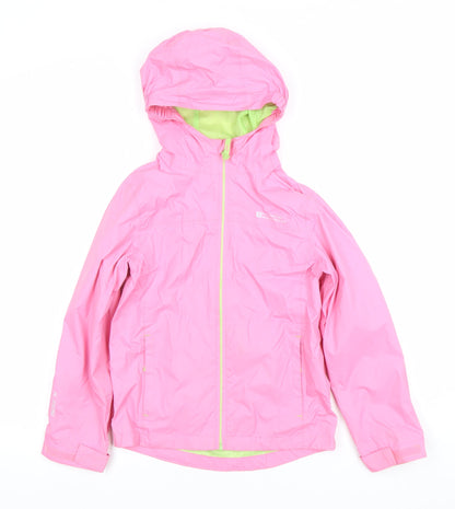 Mountain Warehouse Girls Pink Waterproof Hooded Rain Coat Jacket 7-8 Years