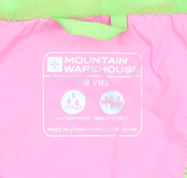 Mountain Warehouse Girls Pink Waterproof Hooded Rain Coat Jacket 7-8 Years
