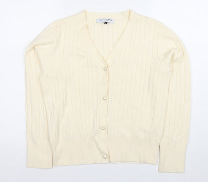 Kelly & Grace Women’s Ivory V-Neck Button Cardigan Size M