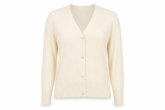 Kelly & Grace Women’s Ivory V-Neck Button Cardigan Size M