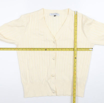 Kelly & Grace Women’s Ivory V-Neck Button Cardigan Size M