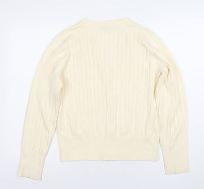 Kelly & Grace Women’s Ivory V-Neck Button Cardigan Size M