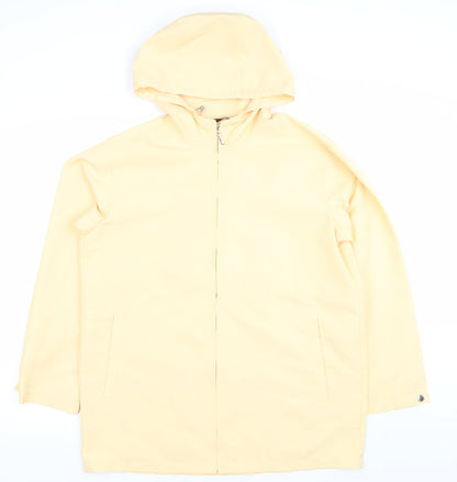 IZOD Women's Yellow Hooded Mid-Length Rain Coat Size S