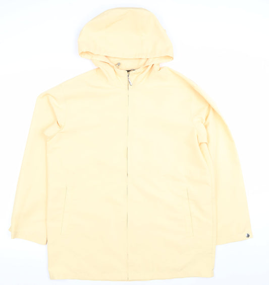 IZOD Women's Yellow Hooded Mid-Length Rain Coat Size S