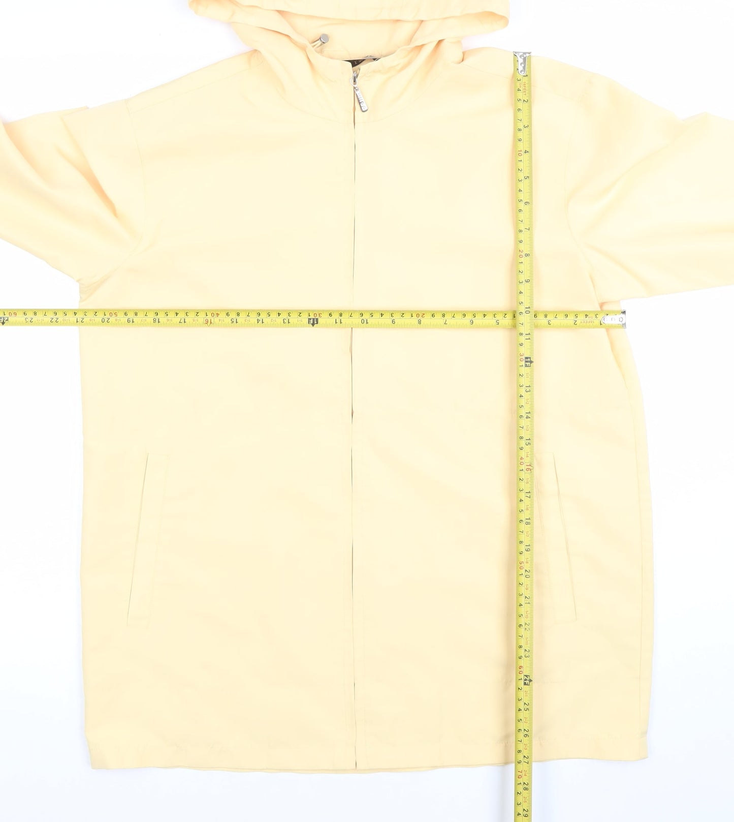 IZOD Women's Yellow Hooded Mid-Length Rain Coat Size S