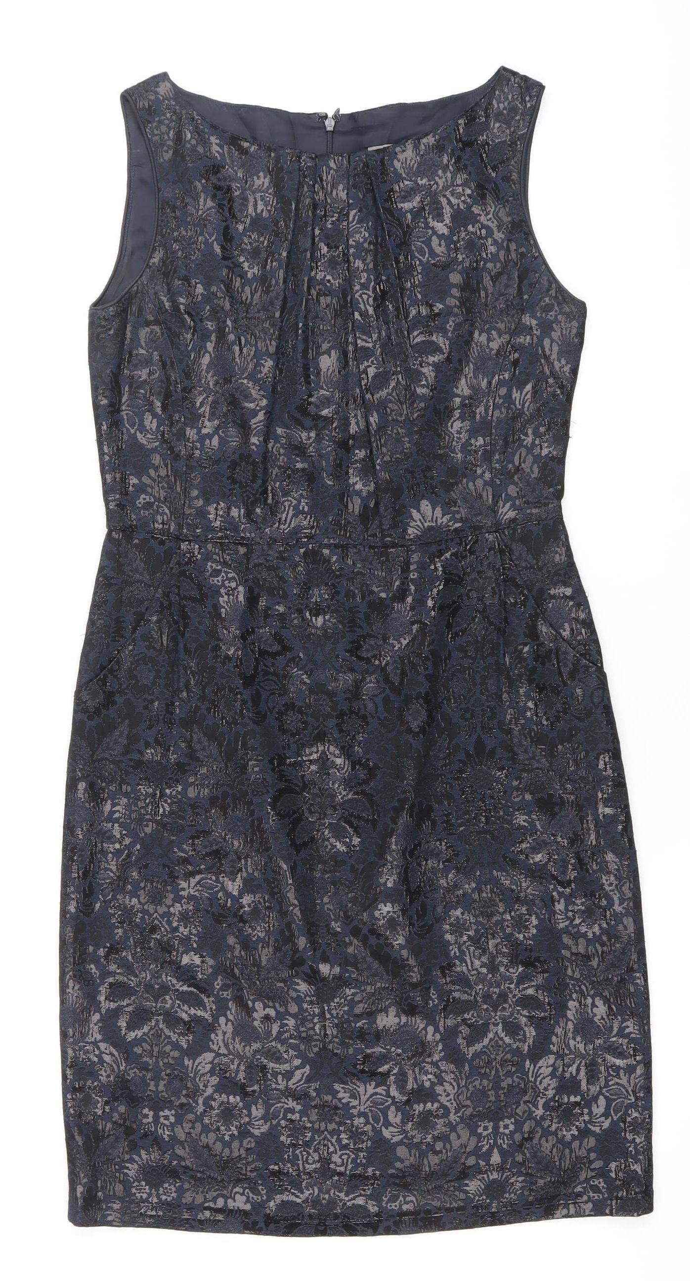 Jigsaw Women’s Blue Jacquard Sleeveless Sheath Dress Size 10
