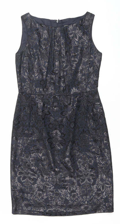 Jigsaw Women’s Blue Jacquard Sleeveless Sheath Dress Size 10