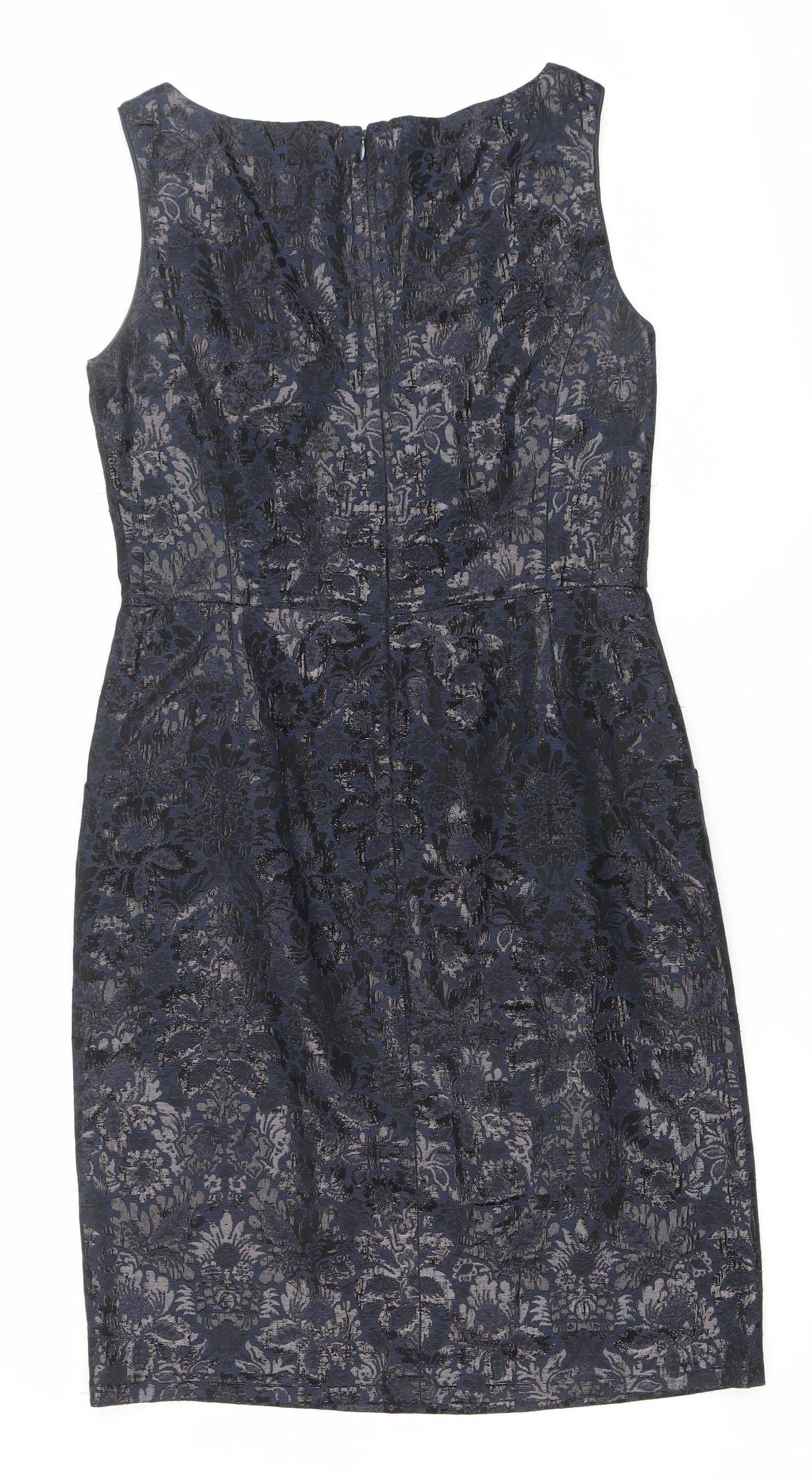 Jigsaw Women’s Blue Jacquard Sleeveless Sheath Dress Size 10