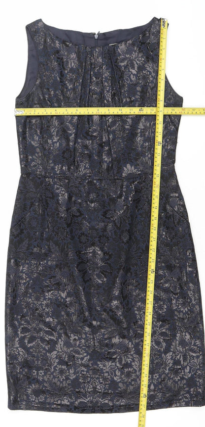 Jigsaw Women’s Blue Jacquard Sleeveless Sheath Dress Size 10