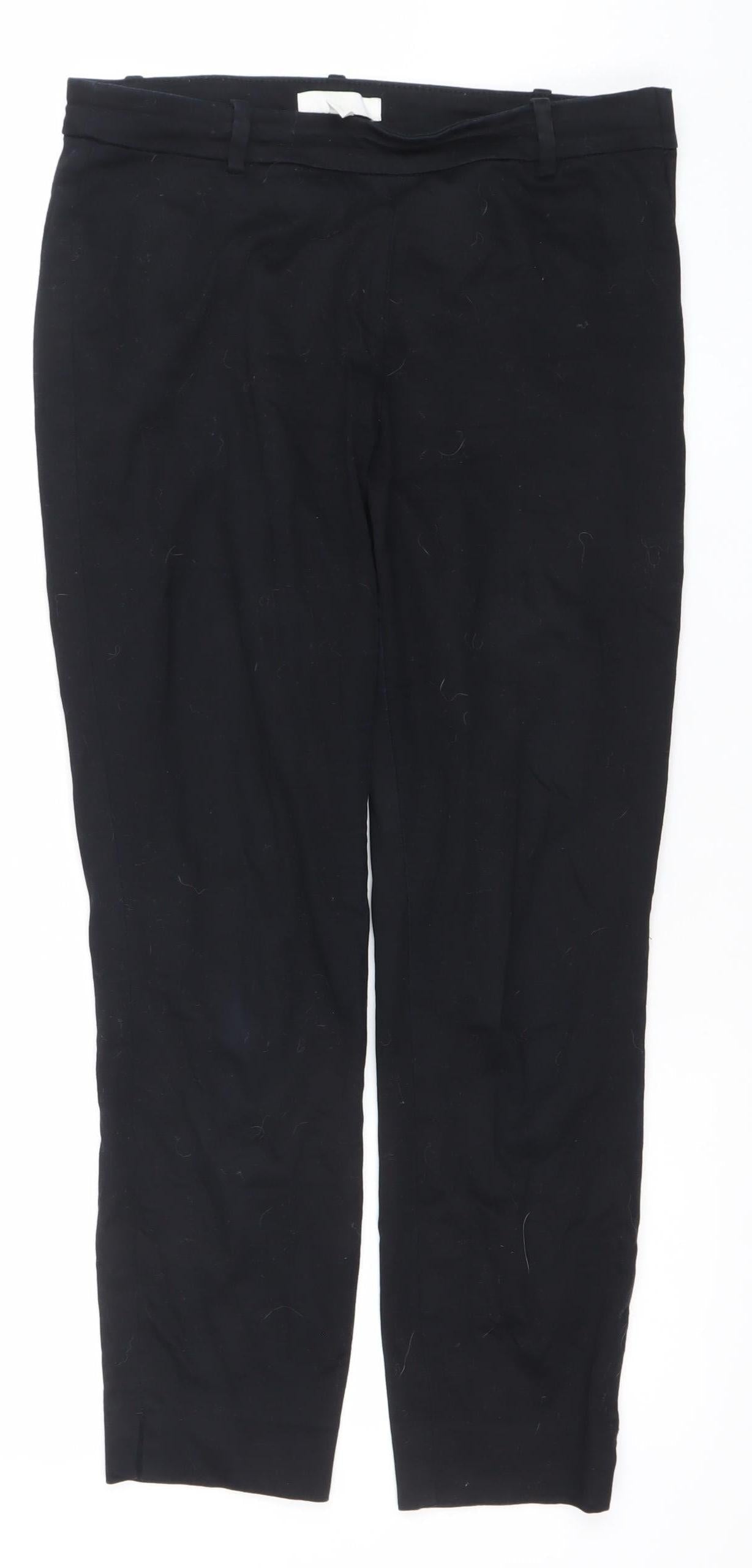 H&M Womens Black Straight Leg Jeans Size 10 Regular Fit Cotton Blend