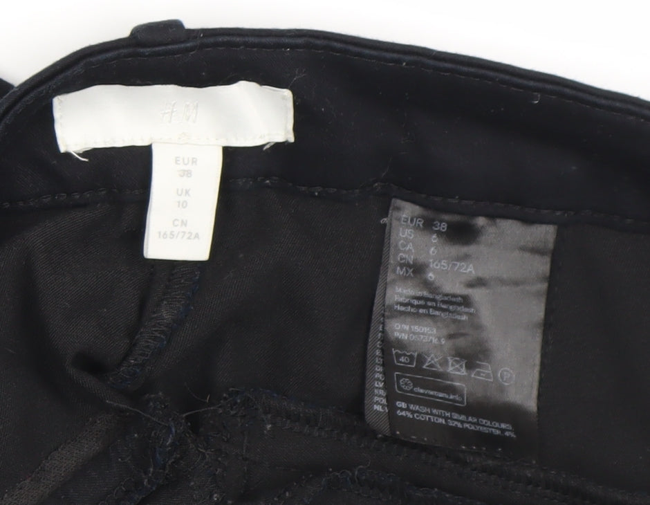 H&M Womens Black Straight Leg Jeans Size 10 Regular Fit Cotton Blend