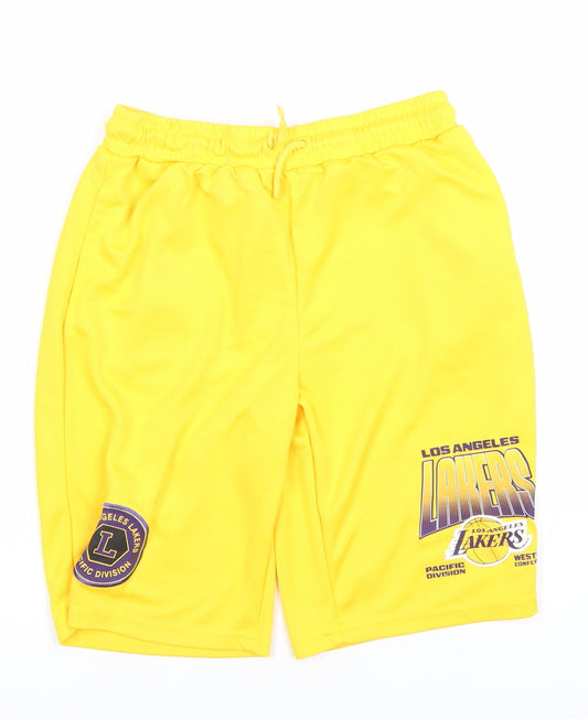 NBA Boys Yellow Los Angeles Lakers Athletic Mesh Shorts 11-12 Years