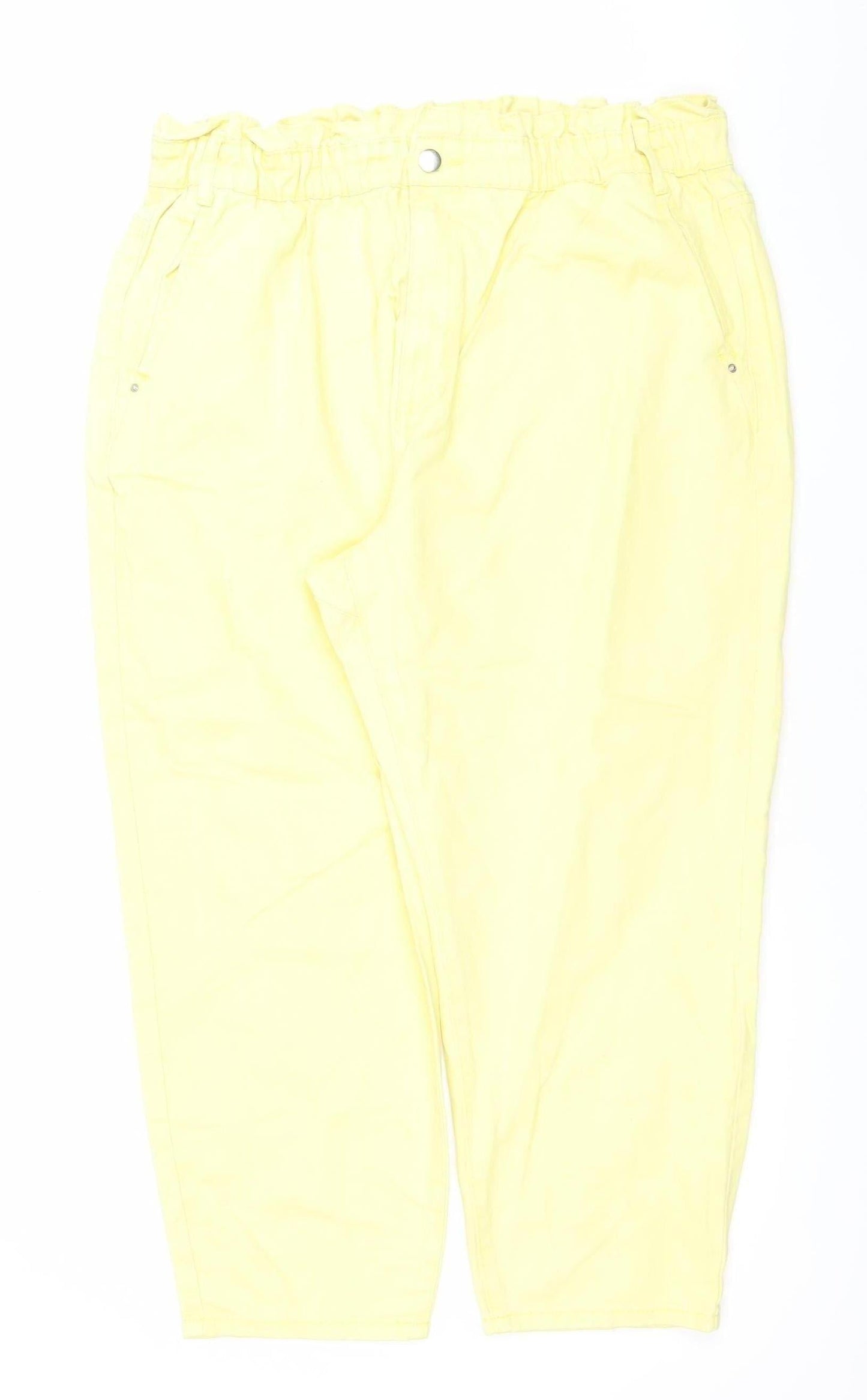 Savida Women Lemon Yellow Cotton Relaxed Jeans Size 18