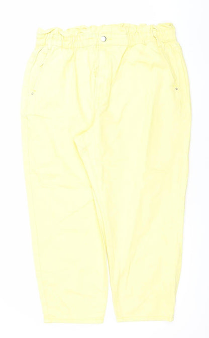 Savida Women Lemon Yellow Cotton Relaxed Jeans Size 18
