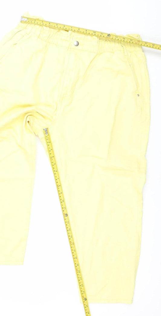 Savida Women Lemon Yellow Cotton Relaxed Jeans Size 18