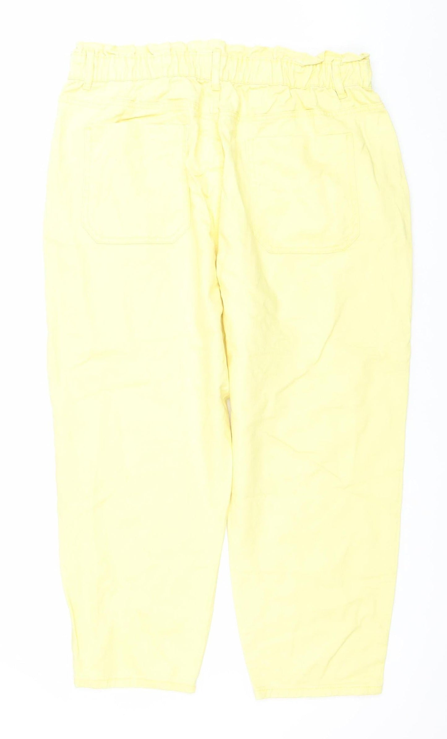 Savida Women Lemon Yellow Cotton Relaxed Jeans Size 18