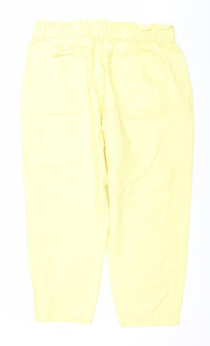 Savida Women Lemon Yellow Cotton Relaxed Jeans Size 18