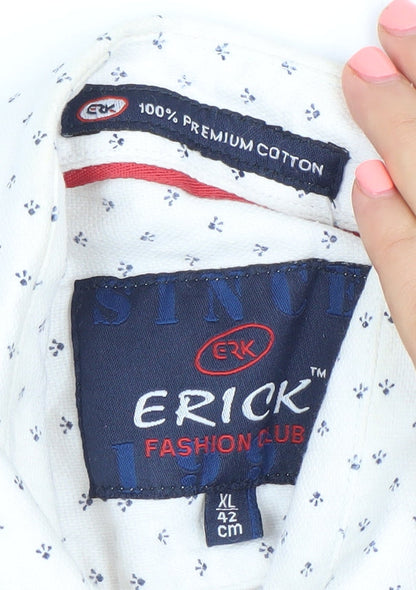 Erick Fashion Club Men's White XL Formal Cotton Dress Shirt