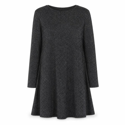 Blue Vanilla Women's Black Herringbone A-Line Long Sleeve Dress Size L