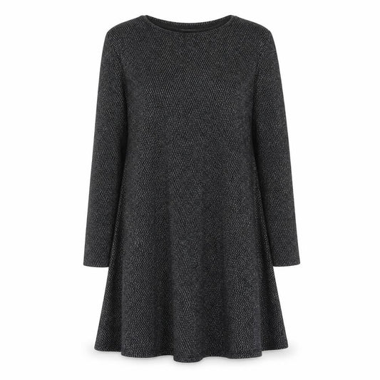 Blue Vanilla Women's Black Herringbone A-Line Long Sleeve Dress Size L