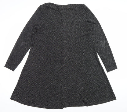 Blue Vanilla Women's Black Herringbone A-Line Long Sleeve Dress Size L