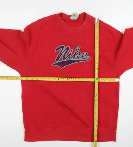 Nike Red Cotton Blend Crew Neck Pullover Sweatshirt Womens L 14-16