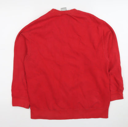 Nike Red Cotton Blend Crew Neck Pullover Sweatshirt Womens L 14-16