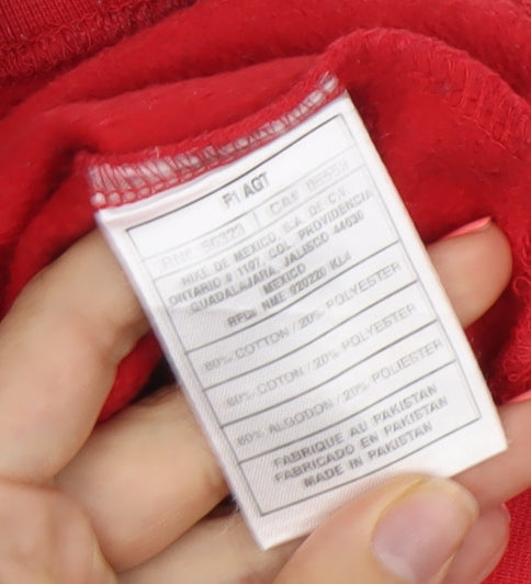 Nike Red Cotton Blend Crew Neck Pullover Sweatshirt Womens L 14-16