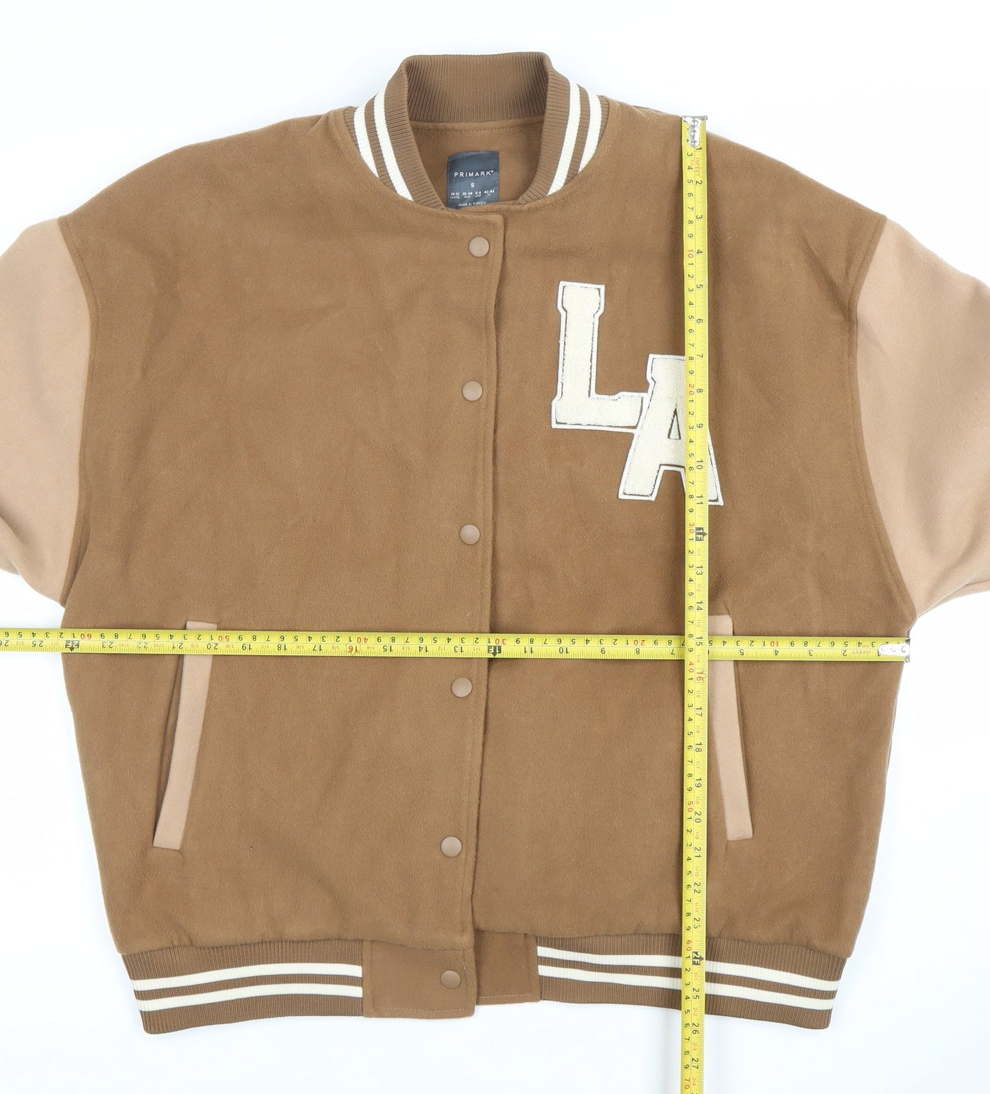 Primark Womens Brown Varsity Jacket Size S 10-12 Casual Autumn